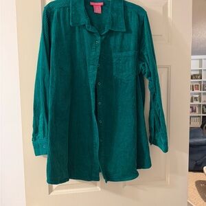 Woman Within Teal Corduroy Jacket